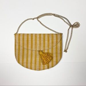 Seed | Yellow Striped Crossbody Purse with Tassel